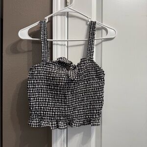 Sienna Sky Black & White Gingham Smocked Crop Top